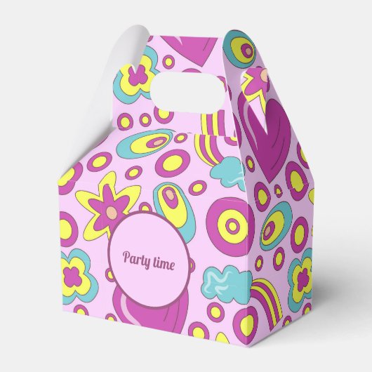 Vibes Lila Color Summer Pattern der 70er Jahre Geschenkschachtel (Vorderseite)