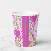 Vibes Lila Color Summer Pattern der 70er Jahre Pappbecher (Rechts)