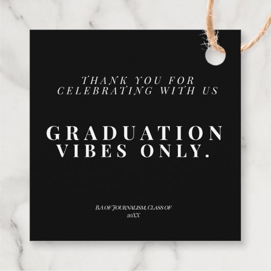 Vibes Nur vielen Dank für Black and White Abschlus Geschenkanhänger (Rückseite)