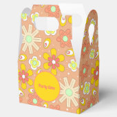 Vibes Peach Color Summer Pattern der 70er Jahre Geschenkschachtel (Geöffnet)