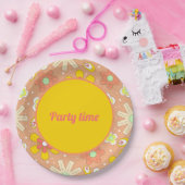 Vibes Peach Color Summer Pattern der 70er Jahre Pappteller (Party)