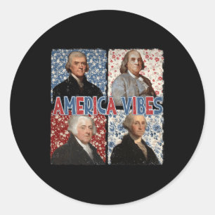 Vibes Retro 4. Juli Präsidenten Amerikanischer His Runder Aufkleber