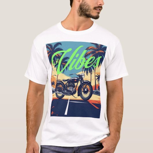 "Vibes" Retro-Küstenstraße T-Shirt (Vorderseite)