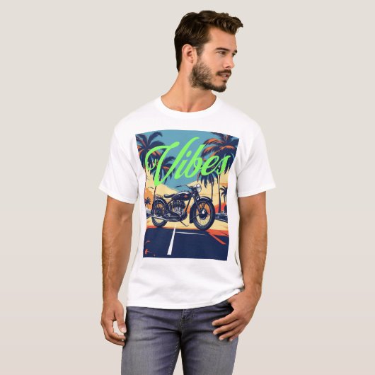 "Vibes" Retro-Küstenstraße T-Shirt (Vorne ganz)