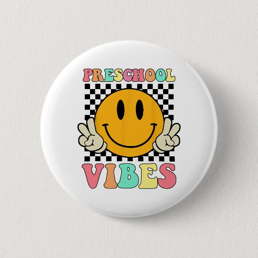 Vibes Retro Lehrer Kind letzte Schule Button (Vorderseite)
