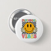 Vibes Retro Lehrer Kind letzte Schule Button (Vorne & Hinten)