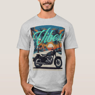 "Vibes" Retro Motorrad Sunset Street T-Shirt