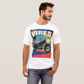 "Vibes" Retro-Motorradstadtbild T-Shirt (Vorne ganz)