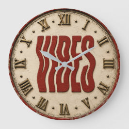 Vibes Retro Typography Große Wanduhr