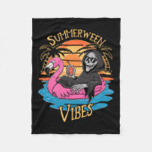 Vibes Skeleton Flamingo Spooky Halloween Summer Fleecedecke (Vorderseite)