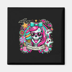 Vibes Skeleton Spooky Vacation Halloween Sommer 1 Magnet
