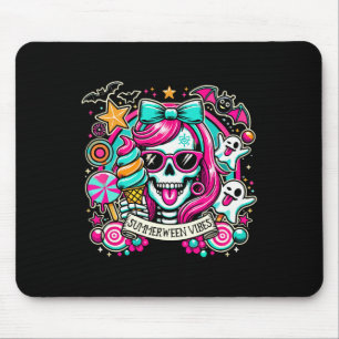 Vibes Skeleton Spooky Vacation Halloween Sommer 1 Mousepad