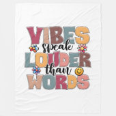 Vibes sprechen lauter als Worte Retro Groovy Typog Fleecedecke (Vorderseite)
