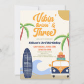 Vibes' Thrivin' & Three Surf 3. Geburtstag Party Einladung (Vorderseite)