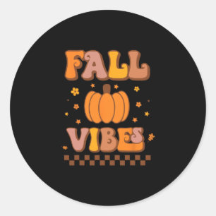 Vibes Vintag Groovy Herbstsaison Retro Thanksgiv Runder Aufkleber
