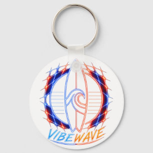 Vibewave Neon Surfboard Design – Retro Wave Glow A Schlüsselanhänger
