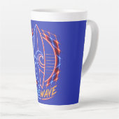 Vibewave Neon-Surfbrett-Design – Retro Wave Glow A Milchtasse (Rechte Ecke)