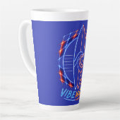 Vibewave Neon-Surfbrett-Design – Retro Wave Glow A Milchtasse (Linke Ecke)
