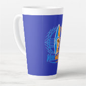 Vibewave Neon Surfbrett Design – Retro Wave Glow A Milchtasse (Linke Ecke)