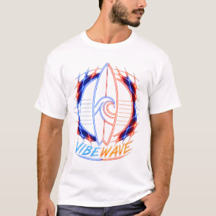 Vibewave Neon Surfbrett Design – Retro Wave Glow A T-Shirt