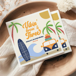 Vibin' & Three Surf Blue 3. Geburtstags-Party Serviette