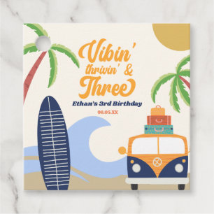 Vibin' & Three Surf Board 3. Geburtstagsfeier Geschenkanhänger