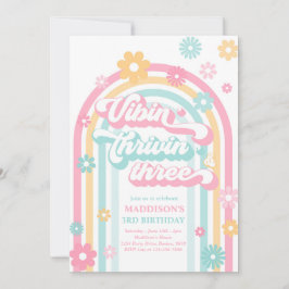 Vibin' Thrivin' Three Boho Daisy Rainbow Einladung