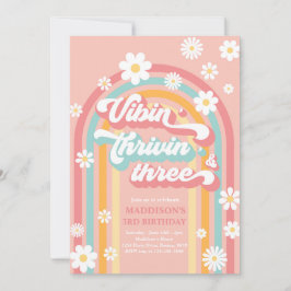 Vibin' Thrivin' Three Boho Daisy Rainbow Einladung