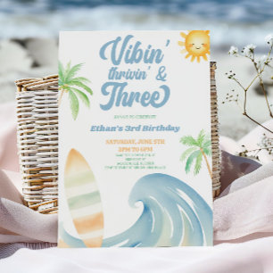 Vibin Thrivin & Three Surf Blue 3. Geburtstagsfeie Einladung