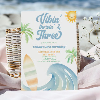Vibin Thrivin & Three Surf Blue 3. Geburtstagsfeie Einladung