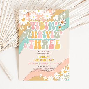 Vibin' Thrivin' Und Drei Hippie Retro Geburtstag Einladung