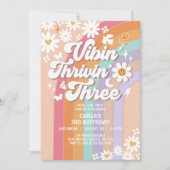 Vibin' Thrivin' und drei Hippie Retro zum Geburtst Einladung (Vorderseite)