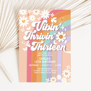 Vibin' Thrivin' Und Dreizehn Hippie 70er-Birthday Einladung