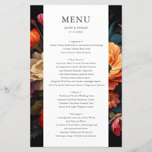 Vibran Bloom Dark Wedding Menu