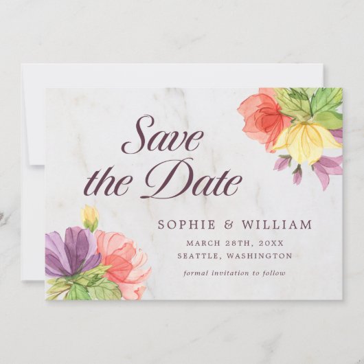 Vibranding Blooms Marble Save the Date (Vorderseite)