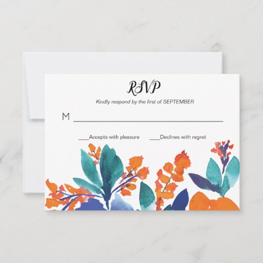 Vibranding floral Bloom RSVP Card Einladung (Vorderseite)