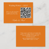Vibranding Orange QR Code Website RSVP Card Begleitkarte (Vorne/Hinten)