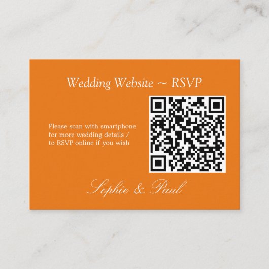 Vibranding Orange QR Code Website RSVP Card Begleitkarte (Vorderseite)