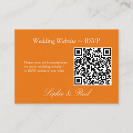 Vibranding Orange QR Code Website RSVP Card Begleitkarte