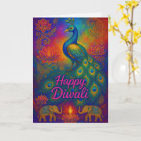 Vibranding Peacock & Lotus Happy Diwali Gruß