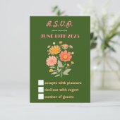 Vibranding Retro Floral RSVP Card (Stehend Vorderseite)