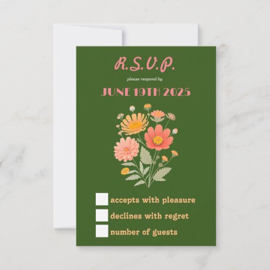 Vibranding Retro Floral RSVP Card Karte (Vorderseite)
