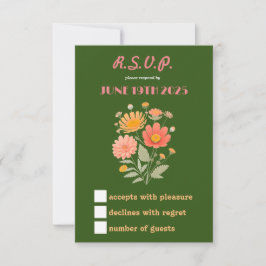 Vibranding Retro Floral RSVP Card Karte