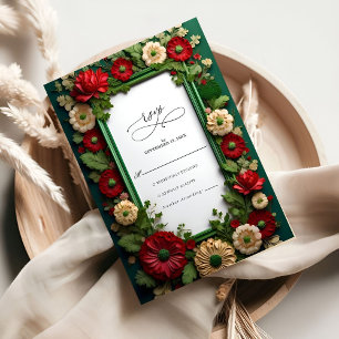 Vibranding Royal Green Bouquet Wedd Wedding RSVP C Karte