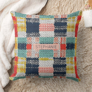 Vibranding Woven Kariert - Retro Boho Checkered Mu Kissen
