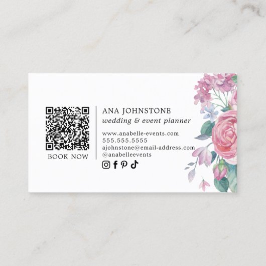 Vibranend blühender QR-Code für Florals Visitenkarte (Rückseite)