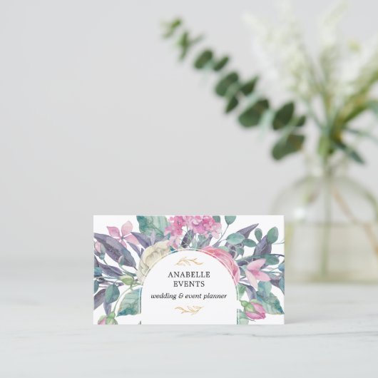 Vibranend blühender QR-Code für Florals Visitenkarte (Stehend Vorderseite)