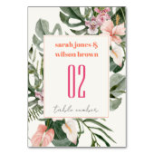 Vibranend Elegant Blush Boho Tropical Floral Weddi Tischnummer (Rückseite)