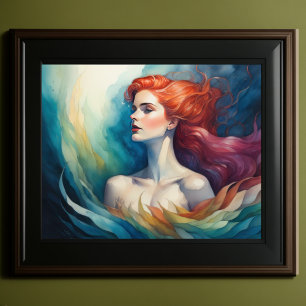 Vibranend farbige Wasserfarbenmalerei Frau Poster