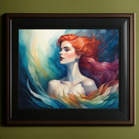 Vibranend farbige Wasserfarbenmalerei Frau Poster